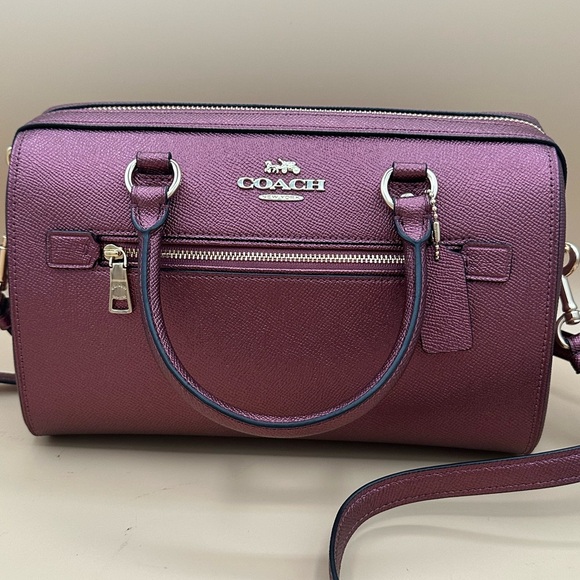 COACH "Rowan" Satchel Crossbody #F79954 Top Handle Metallic Wine - - Picture 1 of 15